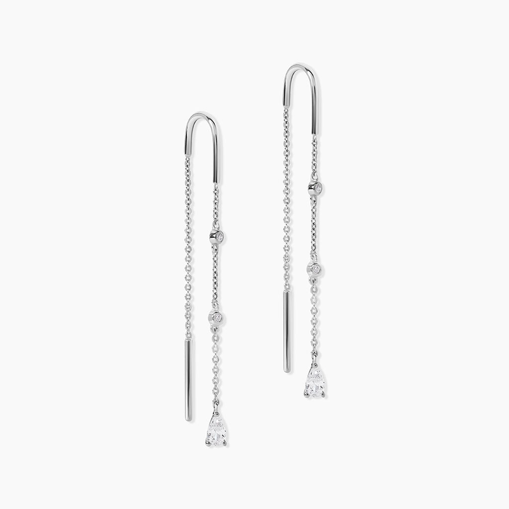 Boucles D'oreilles Pendantes Mascaret Argent Blanc Oxyde De Zirconium - Pendantes Femme | Marc Orian