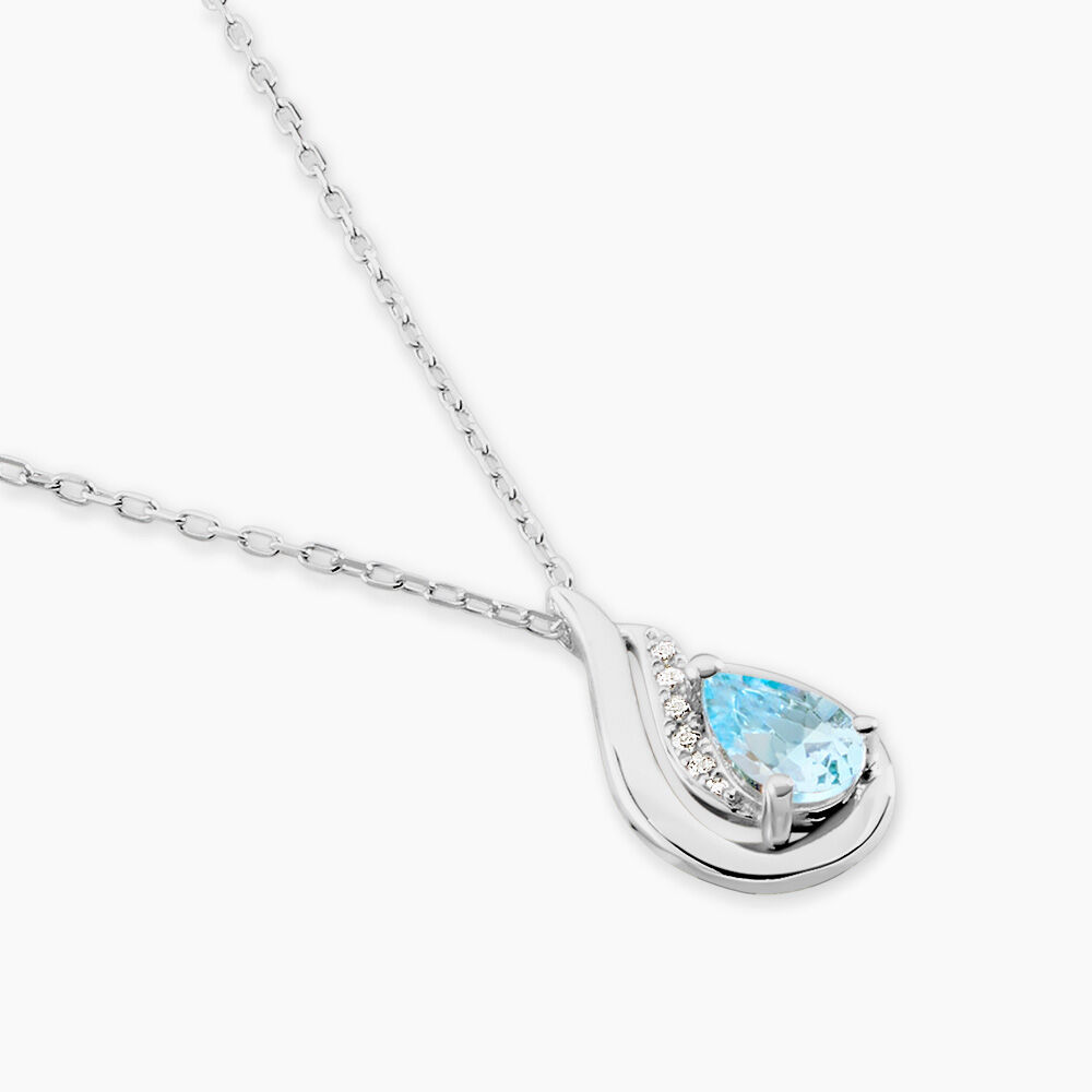 Collier Daen Or Blanc Topaze Oxyde - Colliers avec pierres Femme | Marc Orian