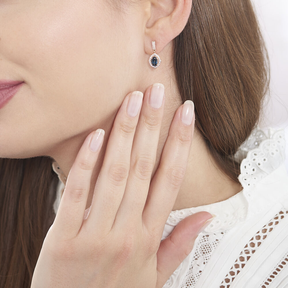 Boucles D'oreilles Pendantes Janna Or Rose Topaze Et Oxyde - Pendantes Femme | Marc Orian