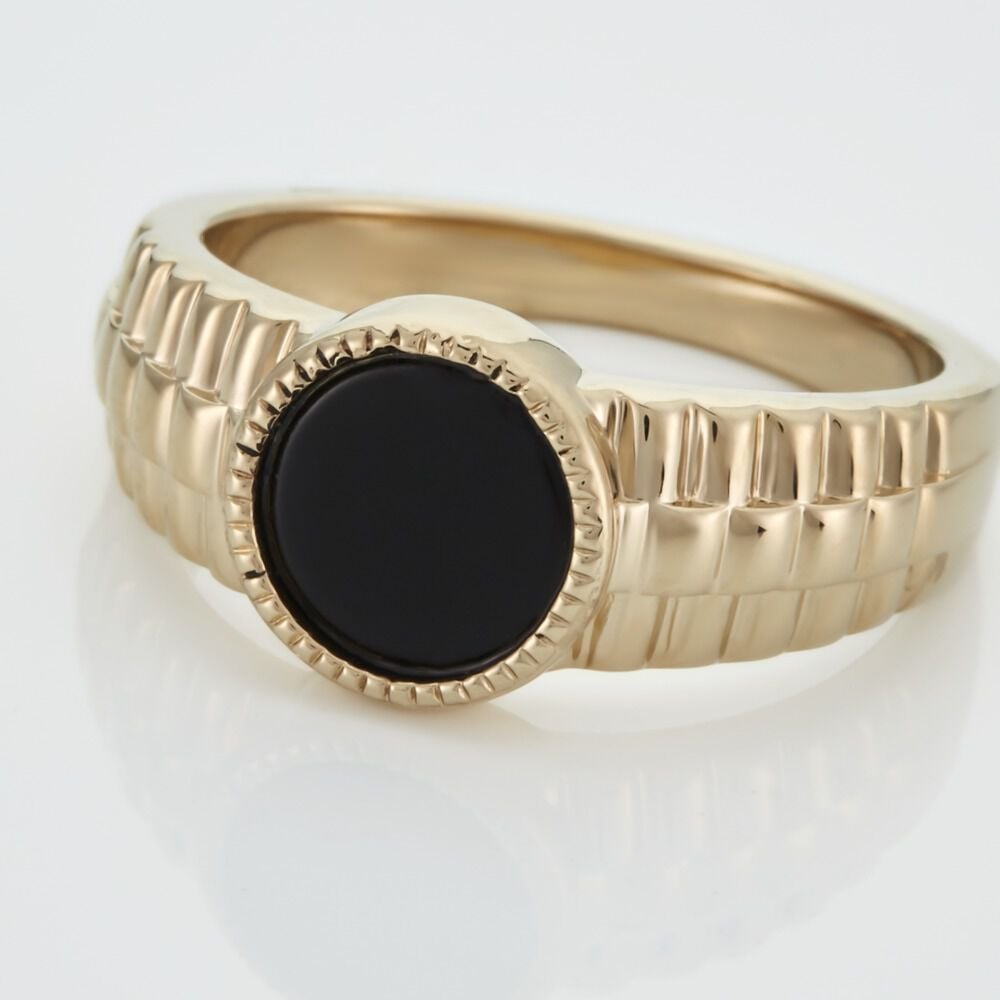 Chevali&egrave;re Plaqu&eacute; Or Jaune Haakon Onyx - Chevali&egrave;res Homme | Marc Orian