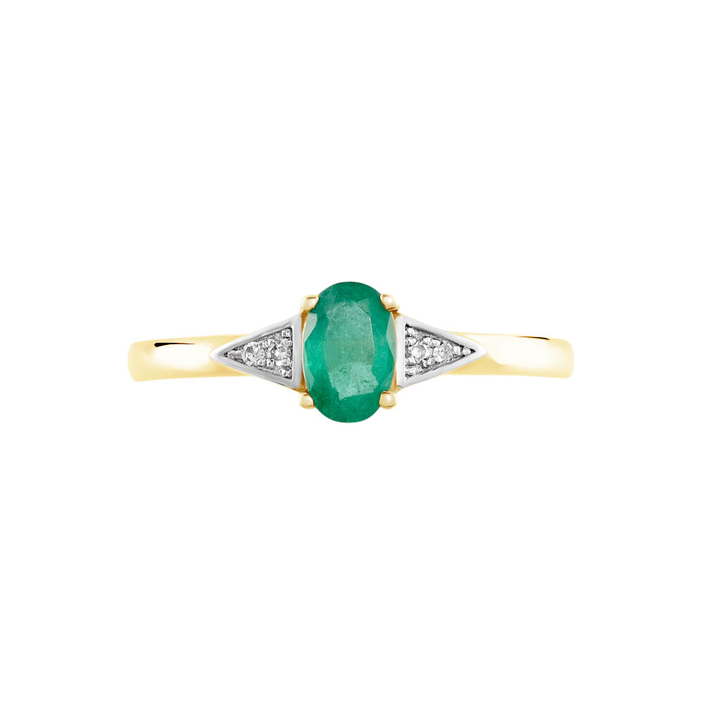 Bague Solitaire Ludmilla Or Jaune Emeraude Et Diamant - Bagues vintage Femme | Marc Orian