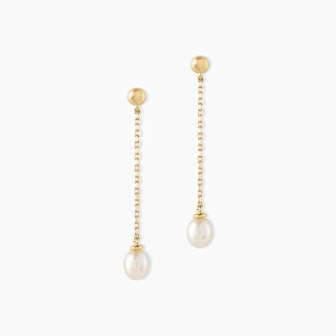 Boucles D'oreilles Pendantes Adriette Or Jaune Perle De Culture - Pendantes Femme | Marc Orian
