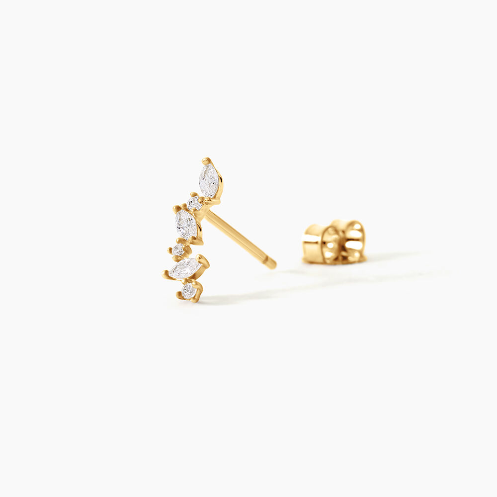 Boucles D'Oreilles Puces Fortunella Argent Dor&eacute; A L'Or 750/1000 Oxyde De Zirconium - Puces Femme | Marc Orian