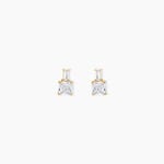 Boucles D'Oreilles Puces Felicite Argent Dor&eacute; A L'Or 750/1000 Oxyde De Zirconium - Puces Femme | Marc Orian