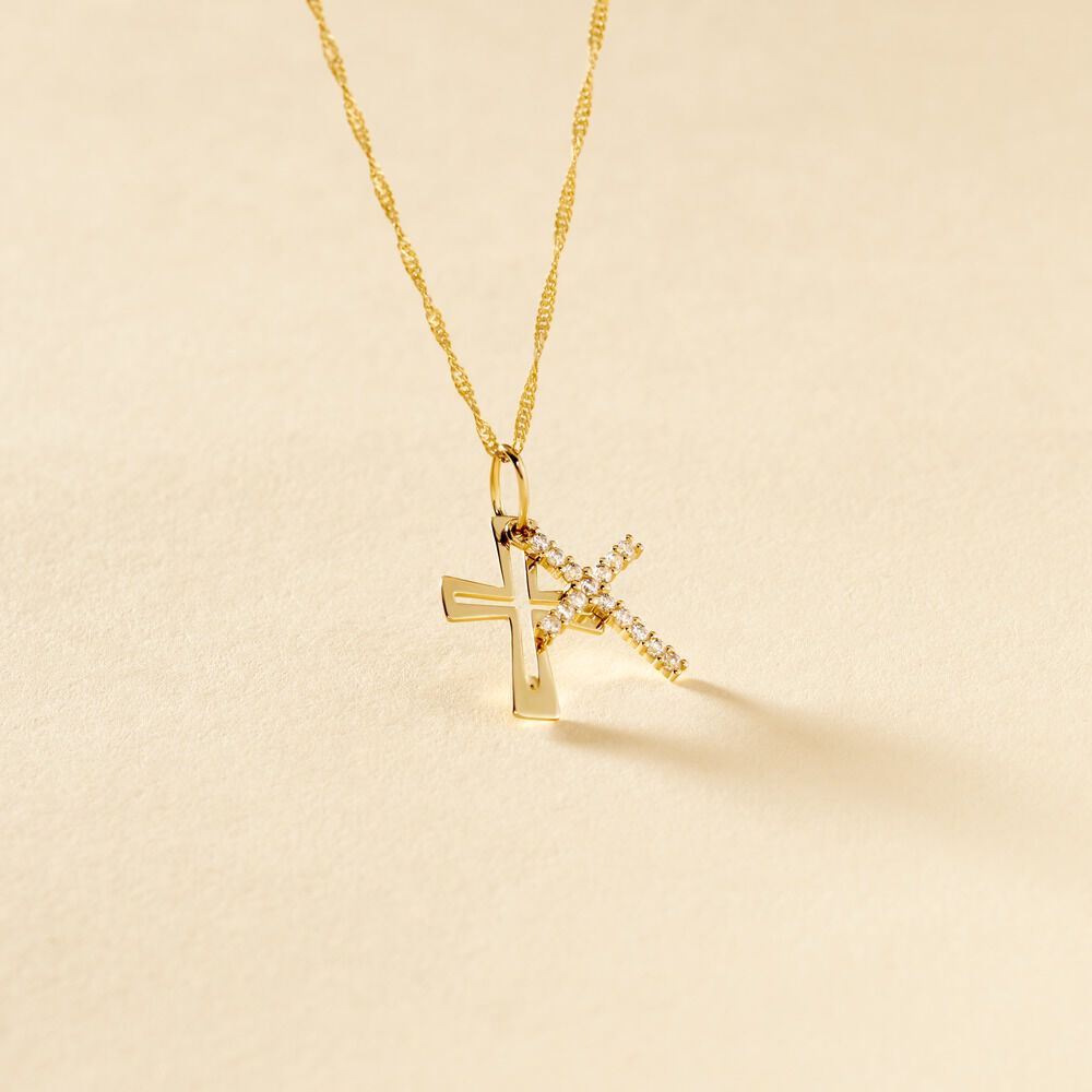 Pendentif Canice Croix Or Jaune Oxyde De Zirconium - Pendentifs Famille | Marc Orian