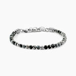 Bracelet Jourdan Acier Blanc Obsidienne - Bracelets cha&icirc;nes Homme | Marc Orian