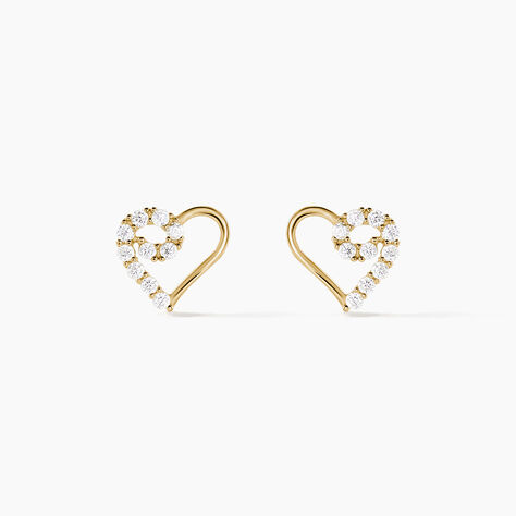 Boucles D'oreilles Puces Daria Cœur Or Jaune Oxyde De Zirconium - Puces Femme | Marc Orian