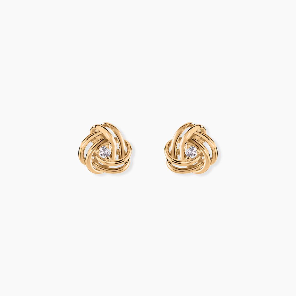Boucles D'oreilles Puces Iwaki Plaqu&eacute; Or Jaune Oxyde De Zirconium - Puces Femme | Marc Orian