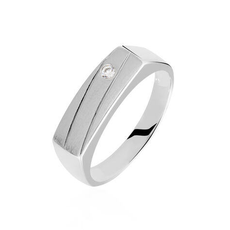Chevalière Michel Argent Blanc Oxyde De Zirconium - Chevalières Homme | Marc Orian