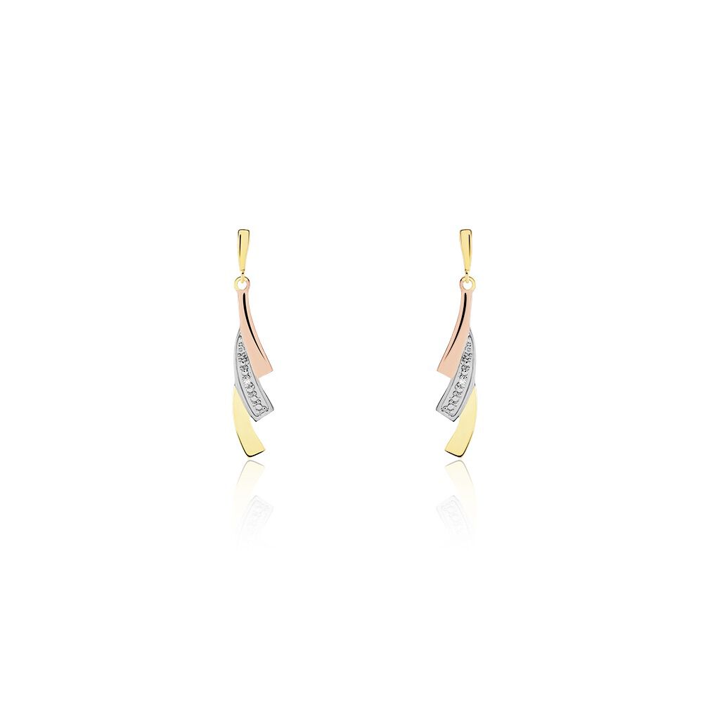 Boucles D'oreilles Pendantes Ainhoa Or Tricolore Diamant - Pendantes Femme | Marc Orian