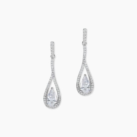 Boucles D'oreilles Pendantes Elorah Argent Blanc Oxyde De Zirconium - Pendantes Femme | Marc Orian