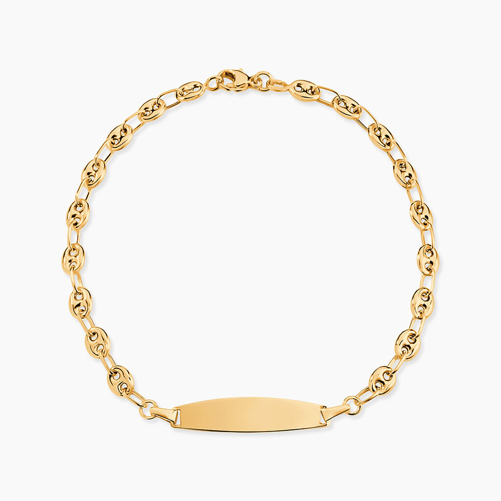 Bracelet Identit&eacute; Evin Maille Grain De Cafe Or Jaune - Gourmettes Enfant | Marc Orian