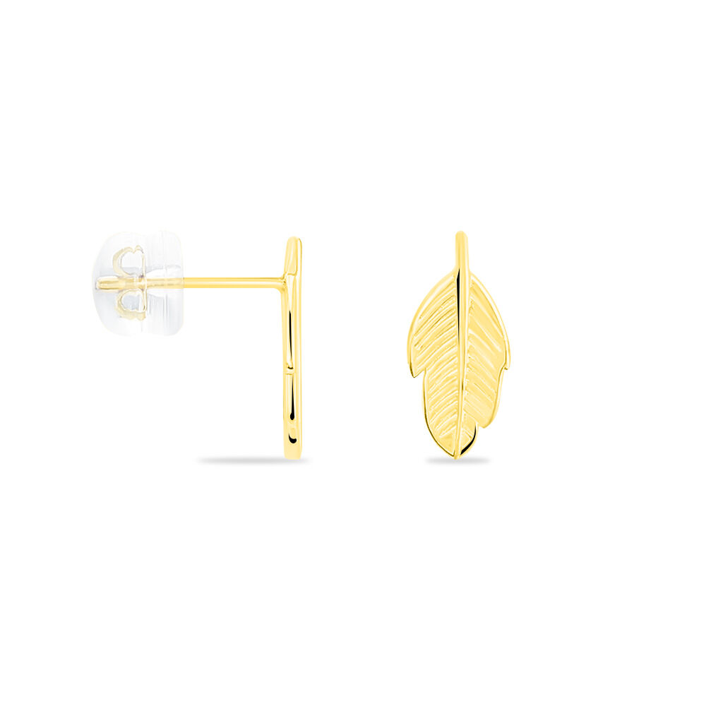 Boucles D'oreilles Puces Floria Feuilles Or Jaune - Puces Femme | Marc Orian