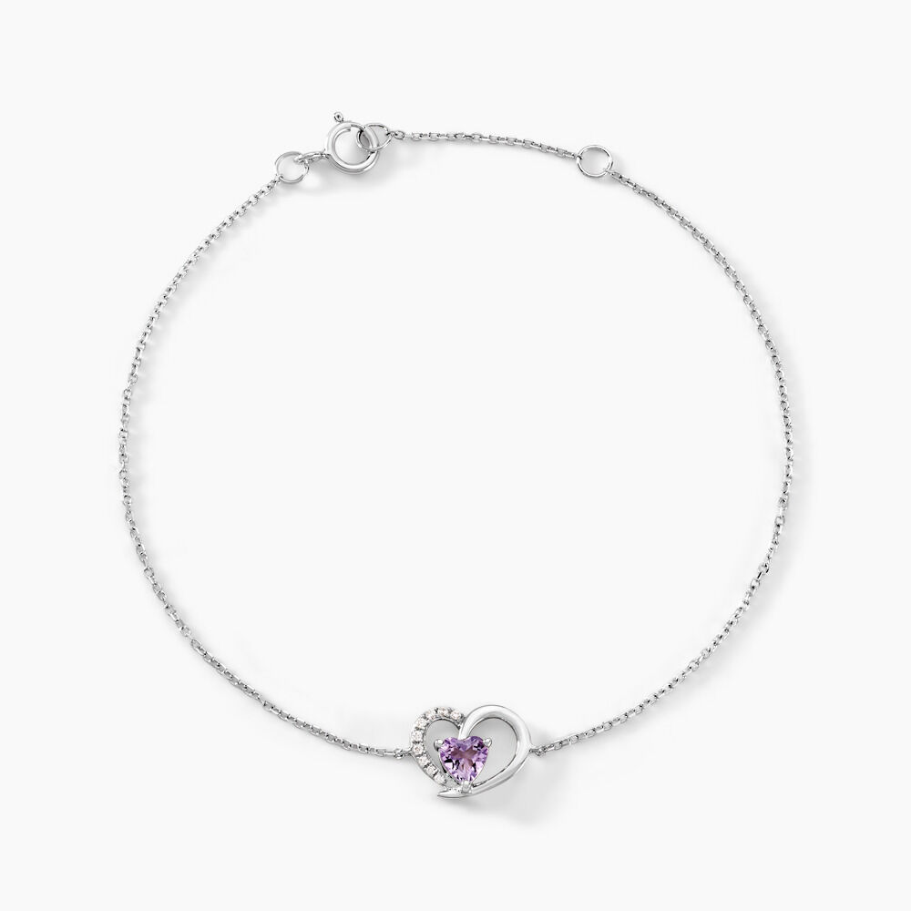 Bracelet Eliana Or Blanc Amethyste Et Oxyde De Zirconium - Bracelets chaînes Femme | Marc Orian