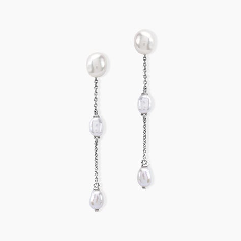 Boucles D'oreilles Pendantes Yuna Argent Blanc Perle De Culture - Pendantes Femme | Marc Orian
