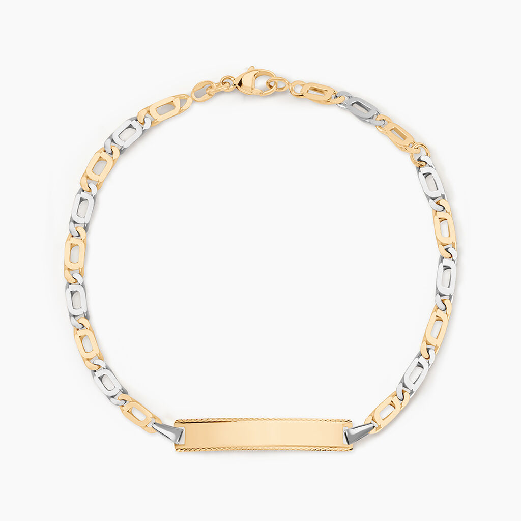 Bracelet Identit&eacute; Fanelia Maille Marine Or Bicolore - Gourmettes Enfant | Marc Orian