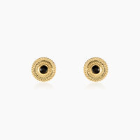 Boucles D'oreilles Puces Aghavni Plaque Or Jaune Agate