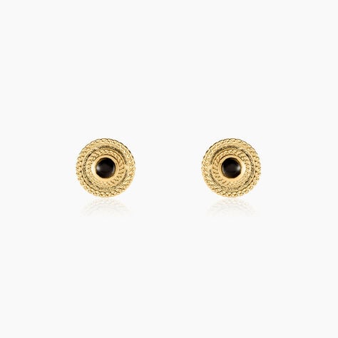 Boucles D'oreilles Puces Aghavni Plaque Or Jaune Agate - Puces Femme | Marc Orian