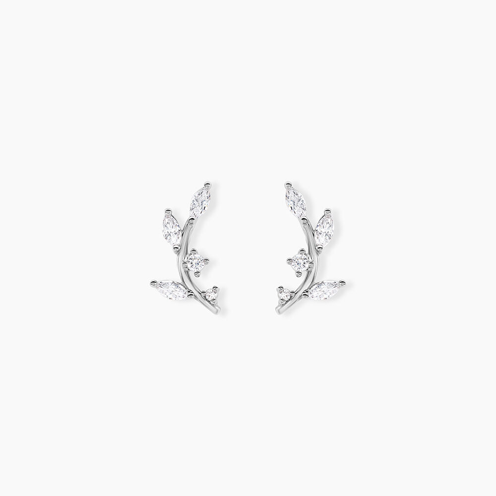 Boucles D'oreilles Puces Milda Argent Blanc Oxyde De Zirconium - Nouveautés Femme | Marc Orian