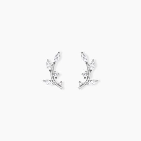 Boucles D'oreilles Puces Milda Argent Blanc Oxyde De Zirconium - Nouveautés Femme | Marc Orian