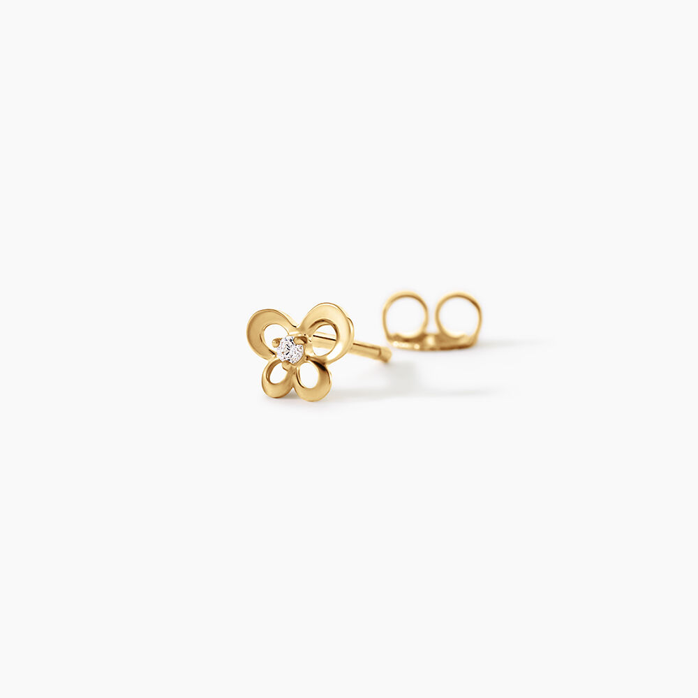 Boucles D'Oreilles Puces Cathy Argent Dor&eacute; A L'Or 750/1000 Oxyde De Zirconium - Puces Femme | Marc Orian