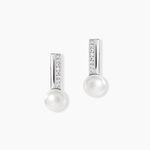 Boucles D'oreilles Pendantes Kathy Argent  Perle De Culture Et Oxyde - Pendantes Femme | Marc Orian