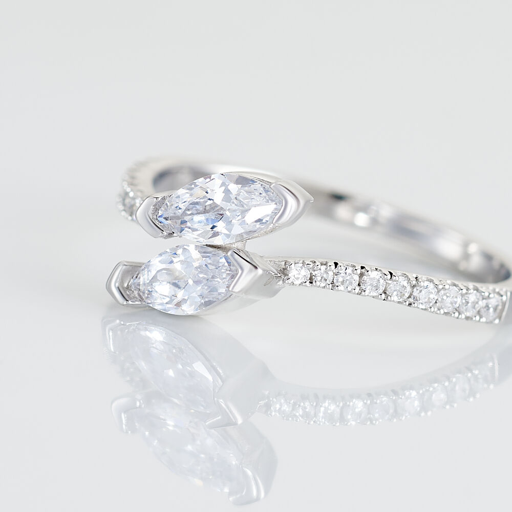 Bague Nevarte Argent Blanc Oxyde De Zirconium - Bagues avec pierre Femme | Marc Orian