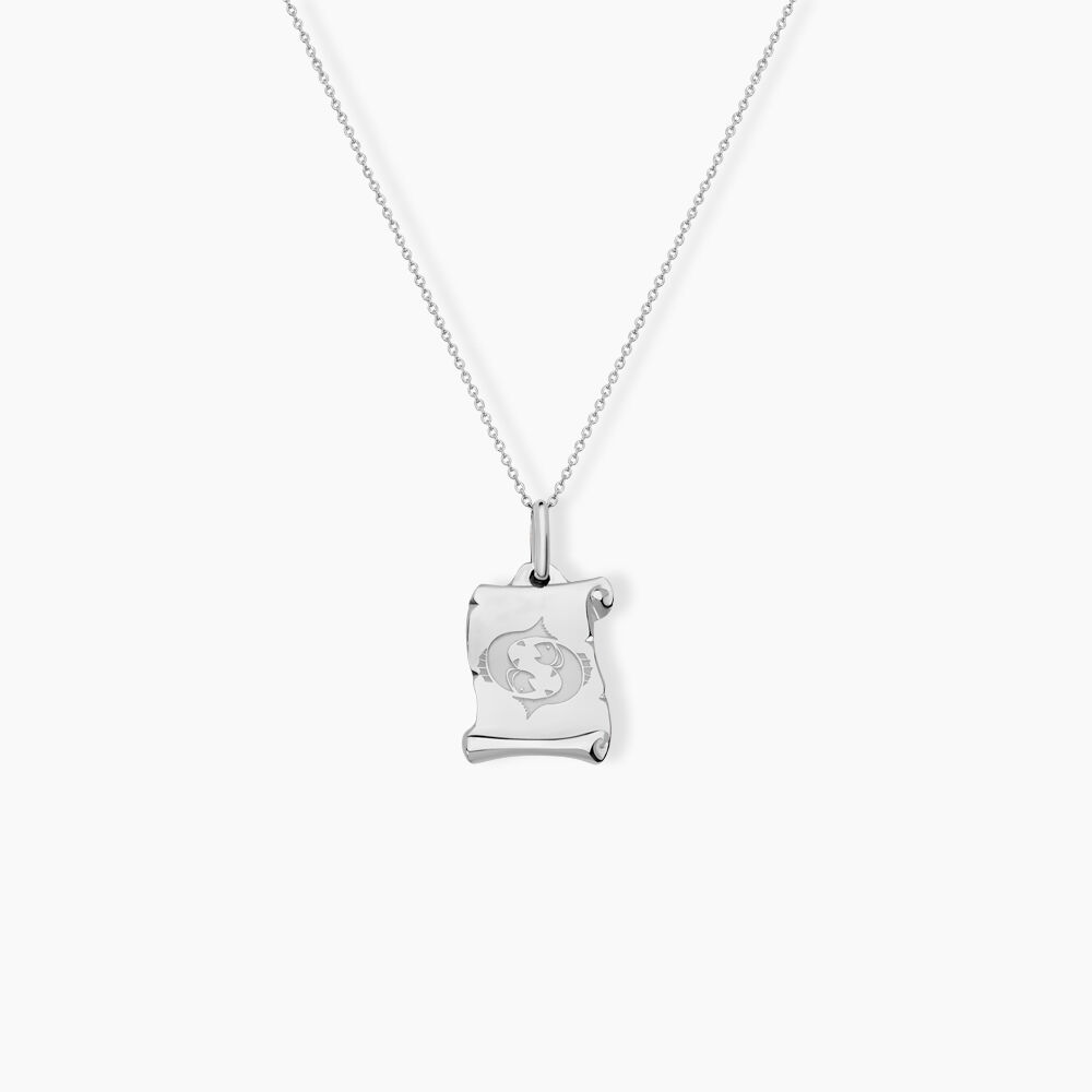 Pendentif Zodiaque Parchemin Argent Blanc - Bijoux personnalis&eacute;s Famille | Marc Orian