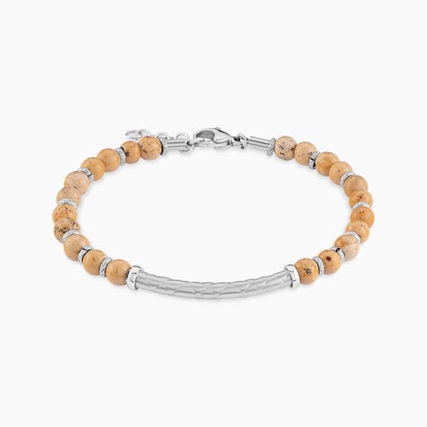Bracelet Naturel Acier Blanc Jaspe Africain - Bracelets cha&icirc;nes Homme | Marc Orian