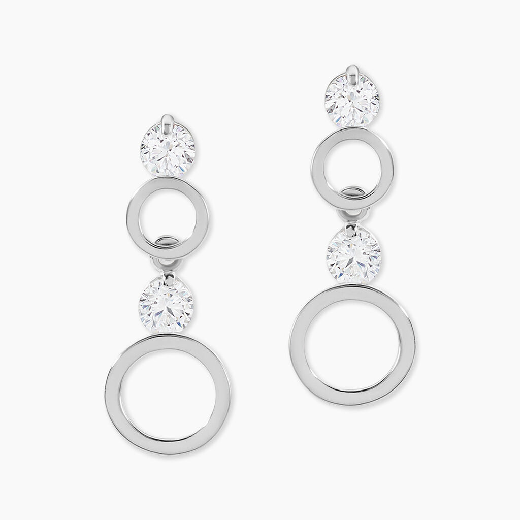 Boucles D'oreilles Puces Wynona Or Blanc Oxyde - Pendantes Femme | Marc Orian