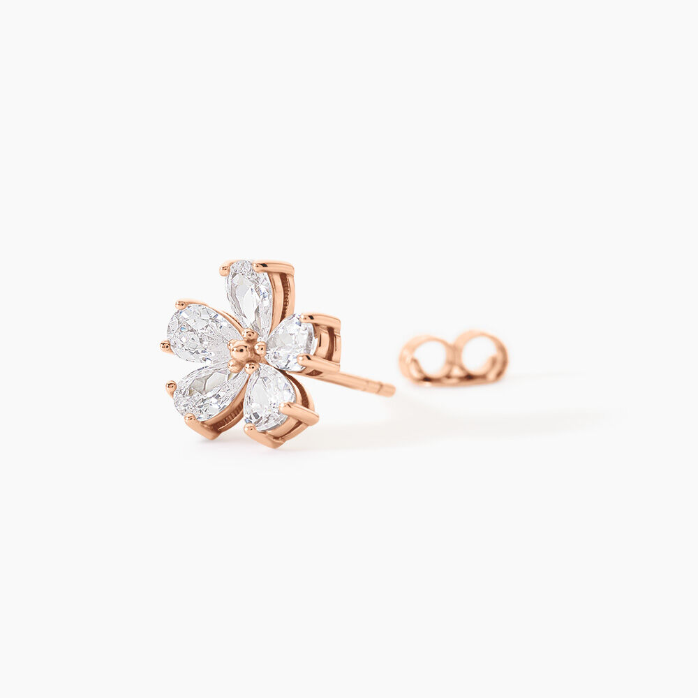 Boucles D'oreilles Puces Siriana Argent Rose Oxyde De Zirconium - Puces Femme | Marc Orian