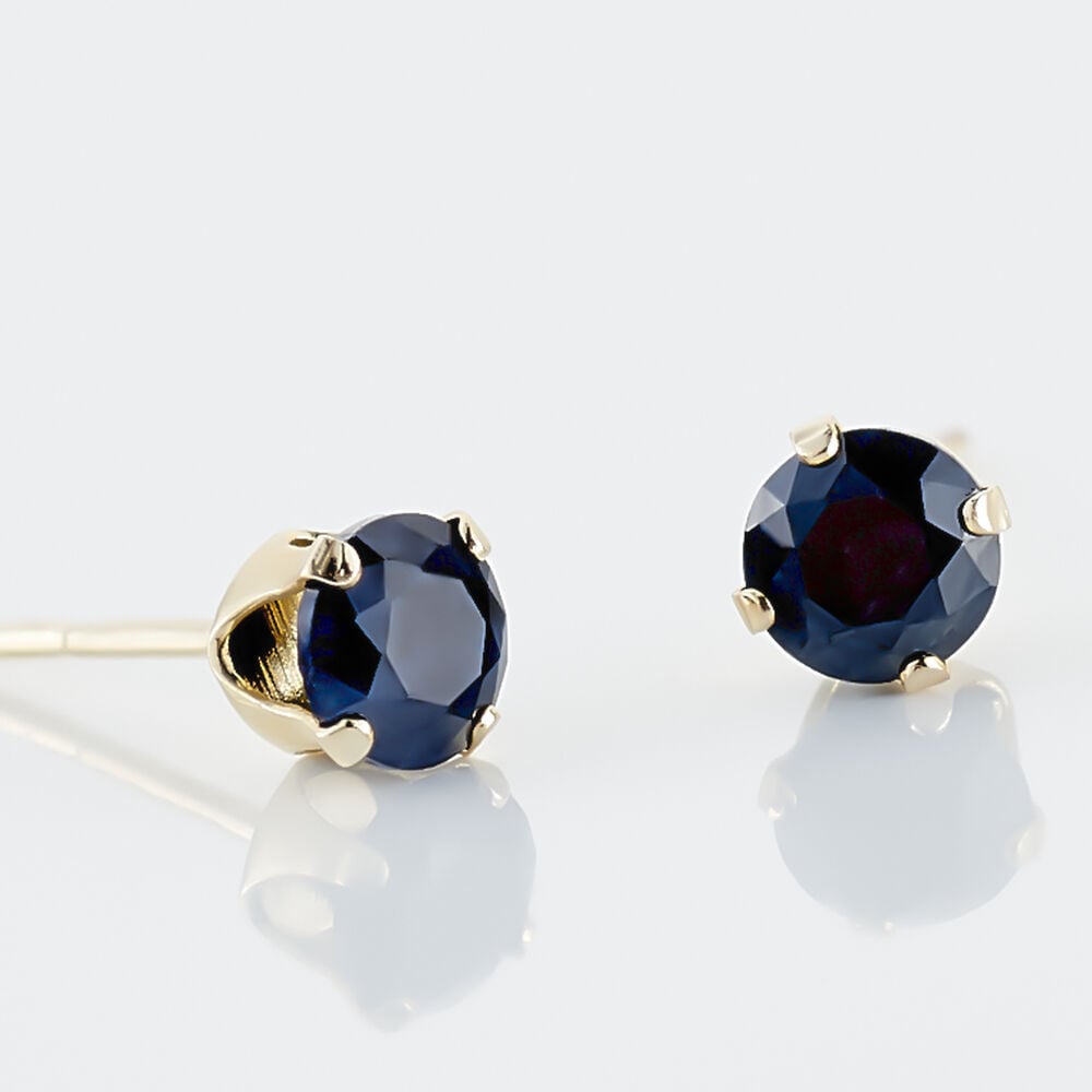 Boucles D'oreilles Puces Elea Serti Griffe Or Jaune Saphir - Puces Femme | Marc Orian