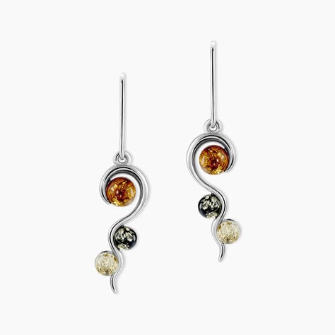 Boucles D'oreilles Pendantes Murriel Argent Blanc Ambre - Pendantes Femme | Marc Orian