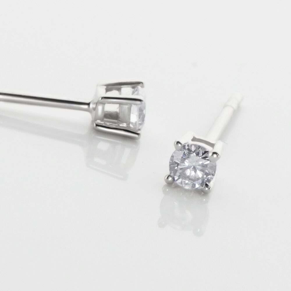 Boucles D'oreilles Puces Aphrodite Or Blanc Diamant - Puces Famille | Marc Orian