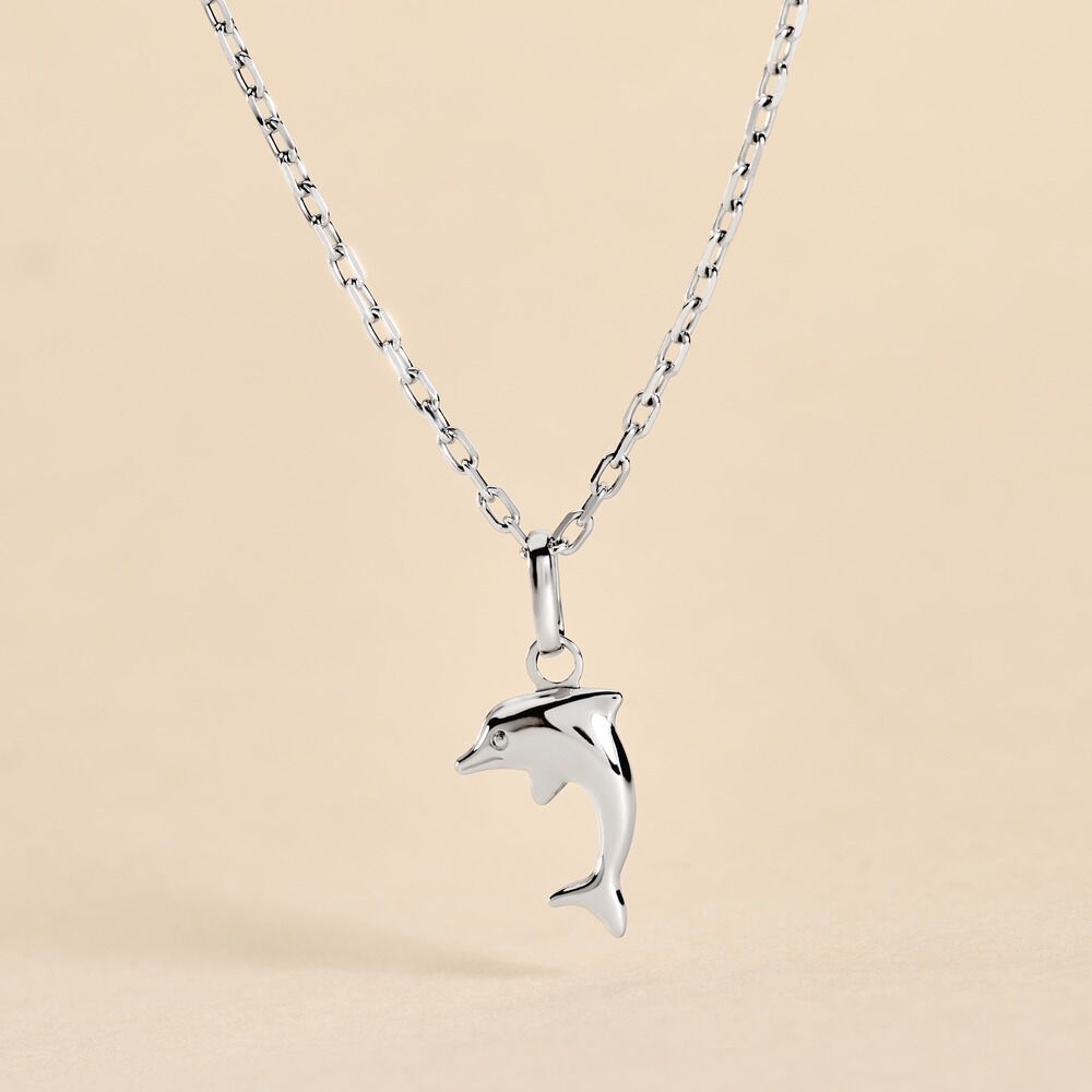 Pendentif Haizia Dauphin Or Blanc - Pendentifs Famille | Marc Orian