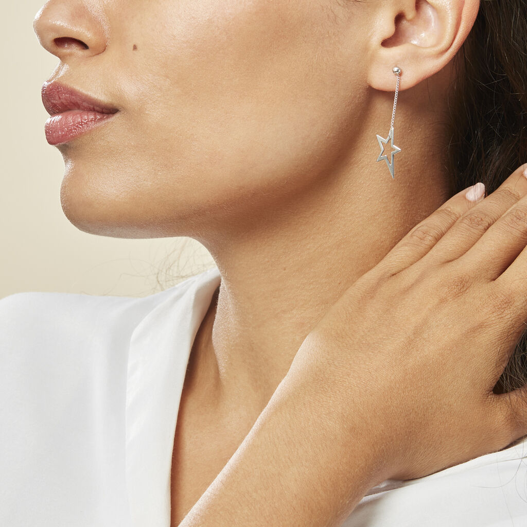 Boucles D'oreilles Pendantes Eloisa Argent Blanc - Boucles d'oreilles Pendantes Femme | Marc Orian