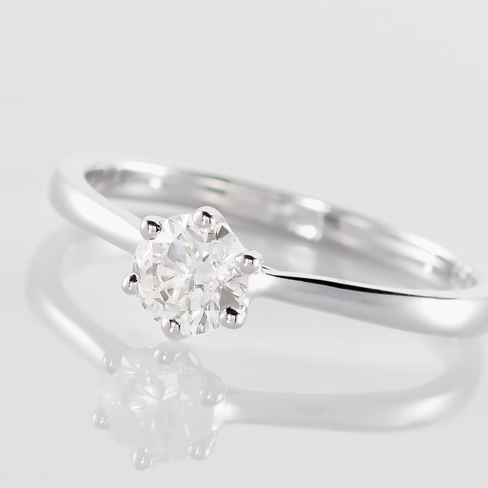Bague Solitaire Athena Or Blanc Diamant - Parures de mariage Femme | Marc Orian