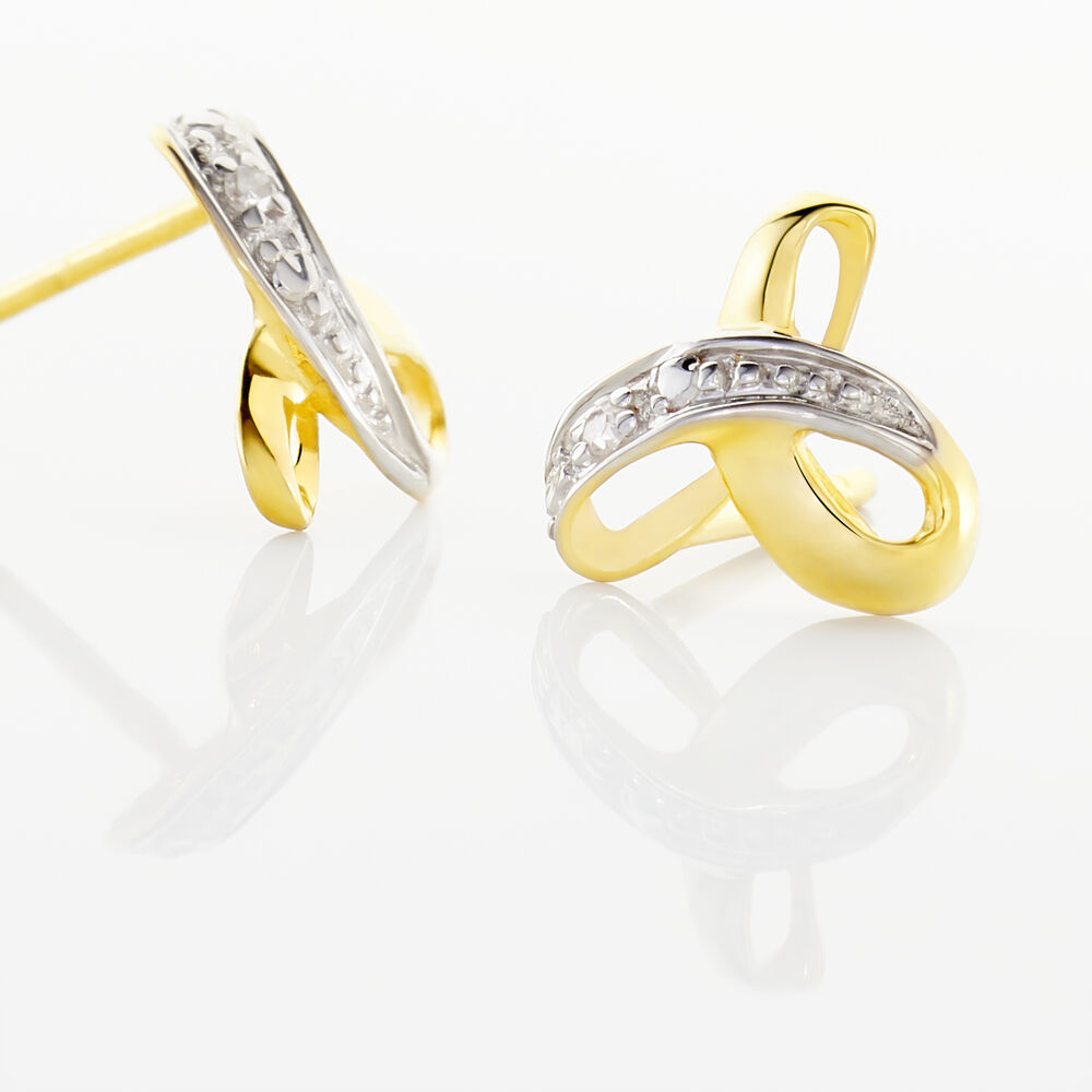 Boucles D'oreilles Puces Volute Or Jaune Diamant - Puces Femme | Marc Orian