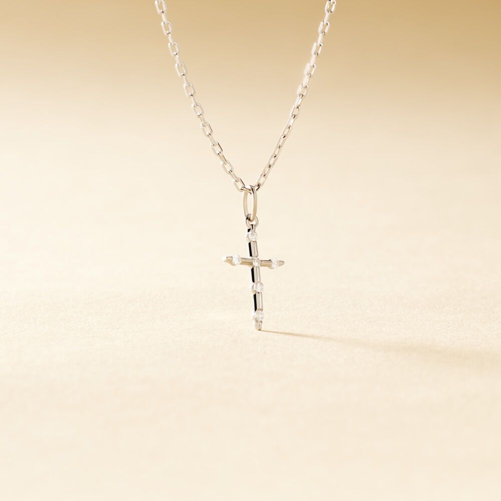 Pendentif Ageda Croix Or Blanc Oxyde De Zirconium - Pendentifs Famille | Marc Orian