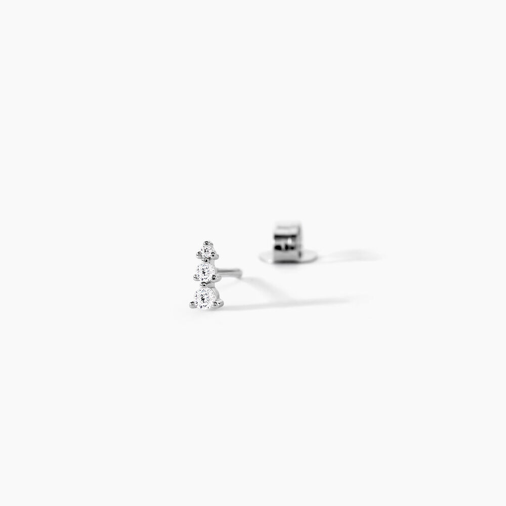 Boucles D'oreilles Puces Antonina Argent Blanc Oxyde De Zirconium - Puces Femme | Marc Orian