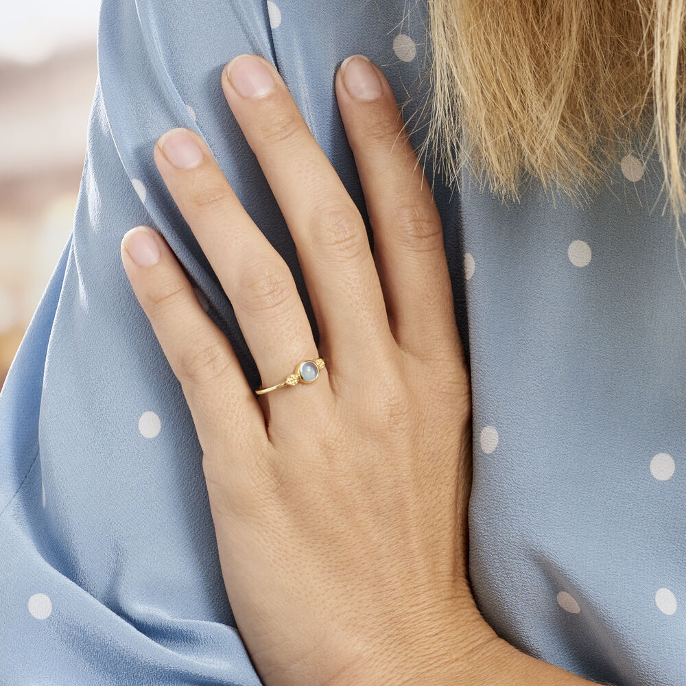 Bague Argent Dore Helko Calcedoine Bleue - Bagues de promesse Femme | Marc Orian
