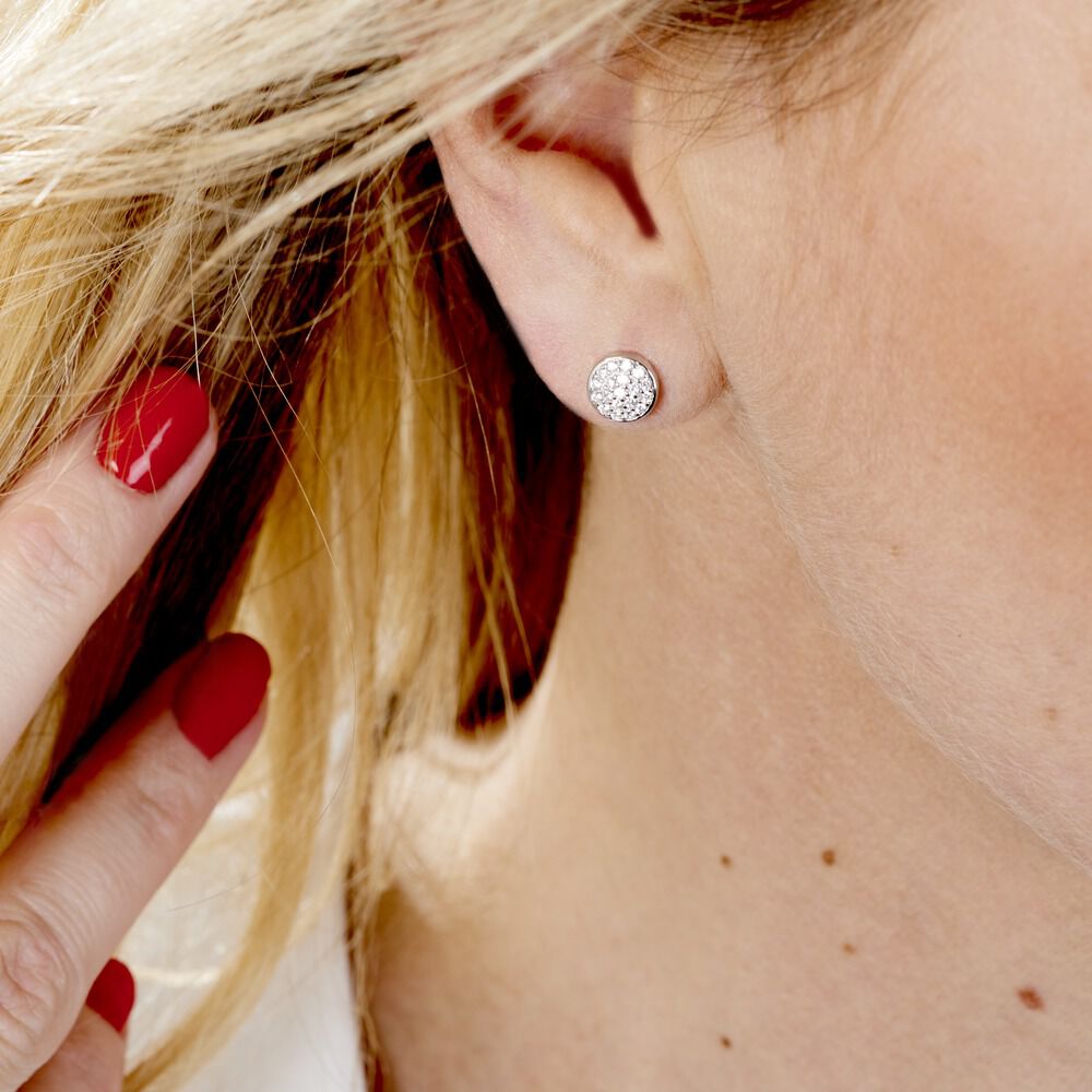 Boucles D'oreilles Puces Argent Blanc Victorin Oxydes De Zirconium - Puces Femme | Marc Orian