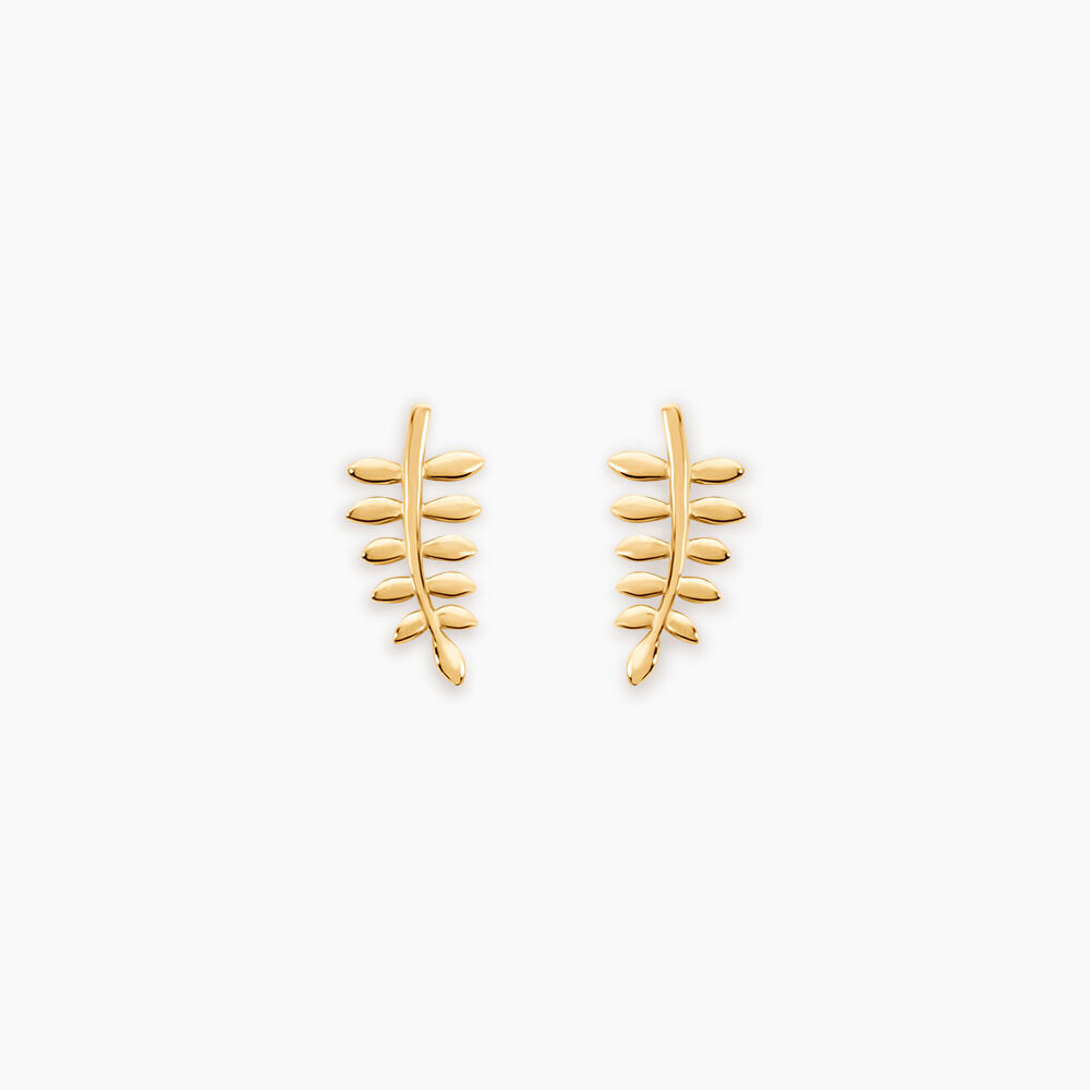 Boucles D'oreilles Puces Bartolomea Feuilles Or Jaune - Puces Femme | Marc Orian