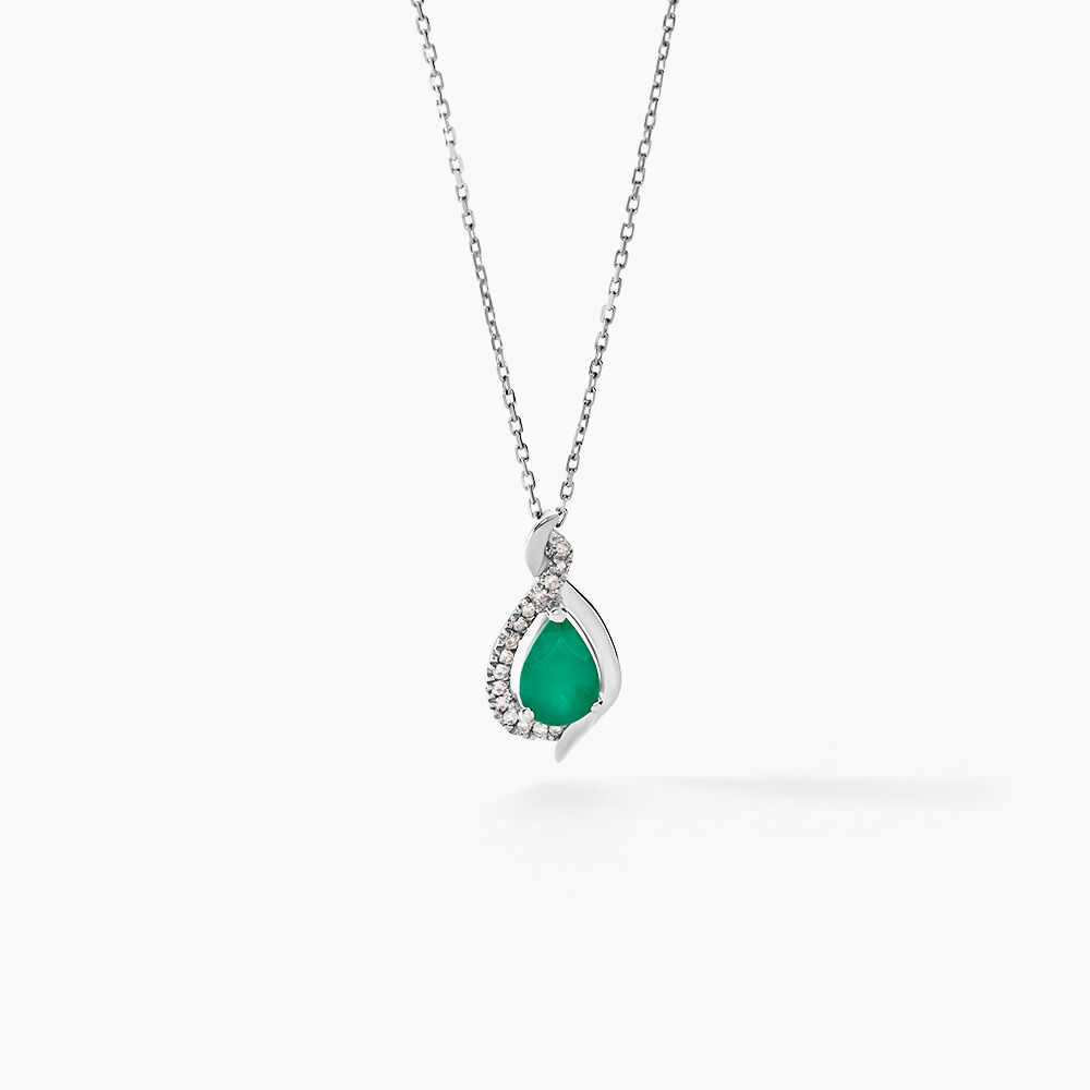 Collier Angelika Or Blanc Emeraude Et Diamant - Colliers avec pierres Femme | Marc Orian