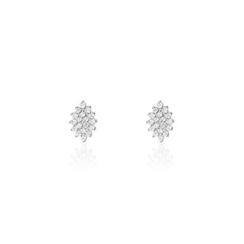Boucles D'oreilles Puces Argent Blanc Hellouin Oxydes De Zirconium - Puces Femme | Marc Orian