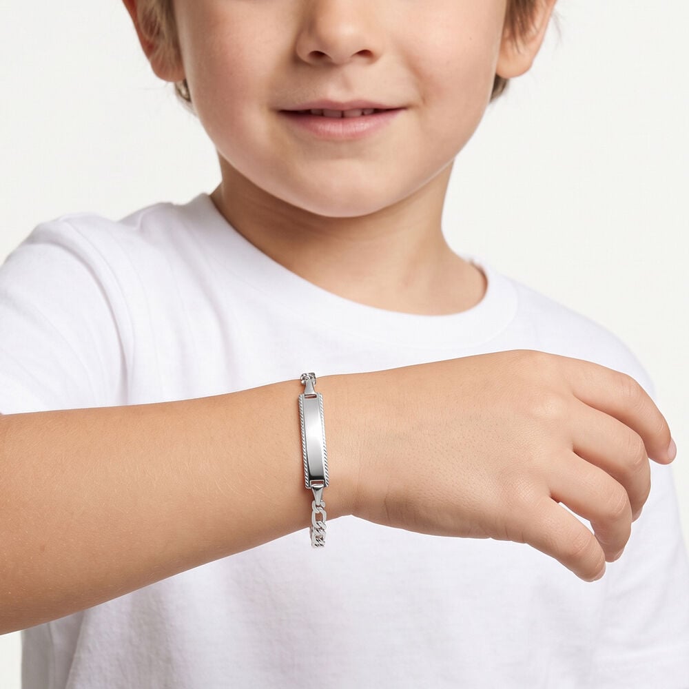Bracelet Identit&eacute; Fanelia Maille Marine Or Blanc - Gourmettes Enfant | Marc Orian