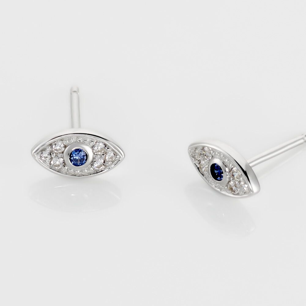 Boucles D'oreilles Puces Josue Argent Blanc Oxyde De Zirconium - Puces Femme | Marc Orian
