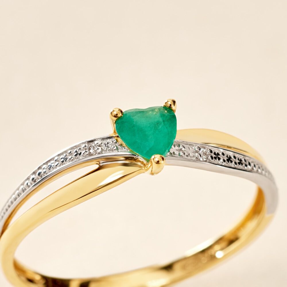 Bague Skylar Or Bicolore Emeraude Diamant - Bagues vintage Femme | Marc Orian
