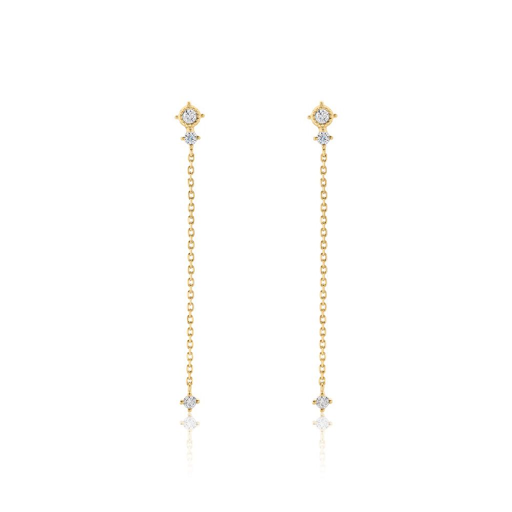 Boucles D'oreilles Pendantes éclat Perlé Plaqué Or Oxyde De Zirconium - Pendantes Femme | Marc Orian