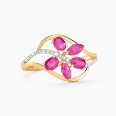 Bague Orchidee Or Bicolore Rubis Diamant - Bagues Femme | Marc Orian